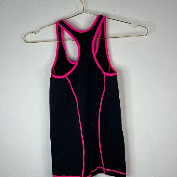 Splash Black and Pink Contrast Trim Stitched One Size Stretch Tank Top Athletic - Picture 6 of 15